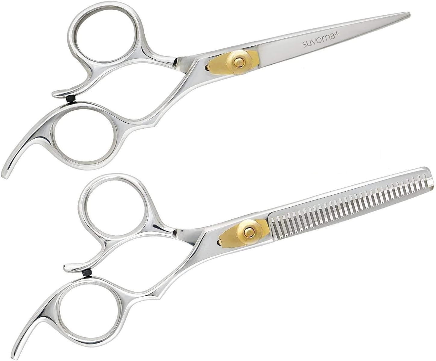 Suvorna 6" Professional Hairdressing Scissors Set including Thinning Scissors - Right Hand, 2 Pcs for Hair Cutting and Barber Use