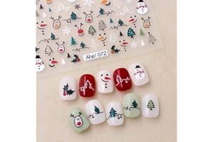 FBABFBUO Christmas Nail Stickers Winter Snowman Snowflake Nail Art Stickers 8PCS Elk Santa Claus Christmas Nail Art Designs Supplies 3D Nail Adhesive Decals Xmas Transfer Sliders for Manicure Nail Decorations