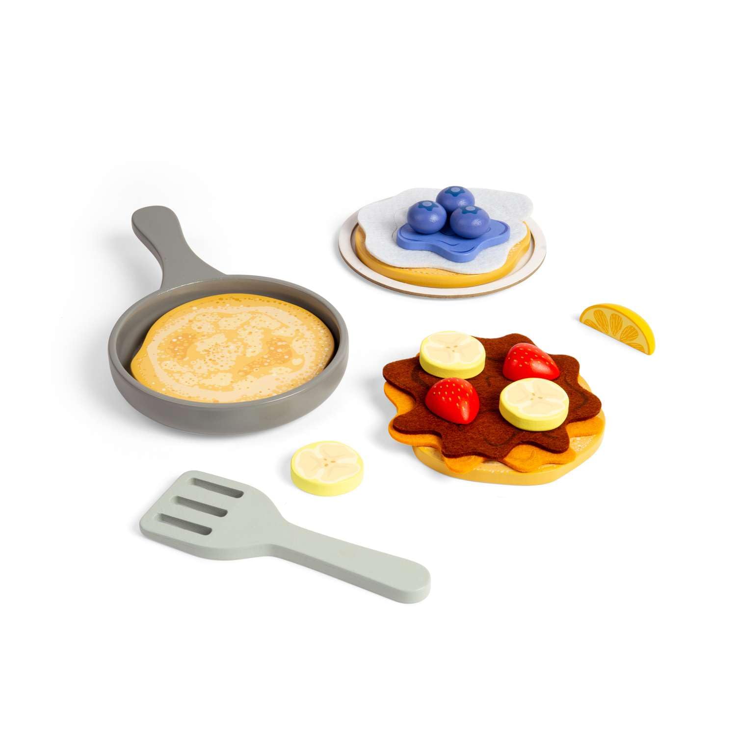 Bigjigs Toys Pancake Set - 16pc Wooden Pancakes Toy, Kids Kitchen Sets & Accessories, Toddler Pretend Play, Cookery Gifts For Children, Age 18 + Months
