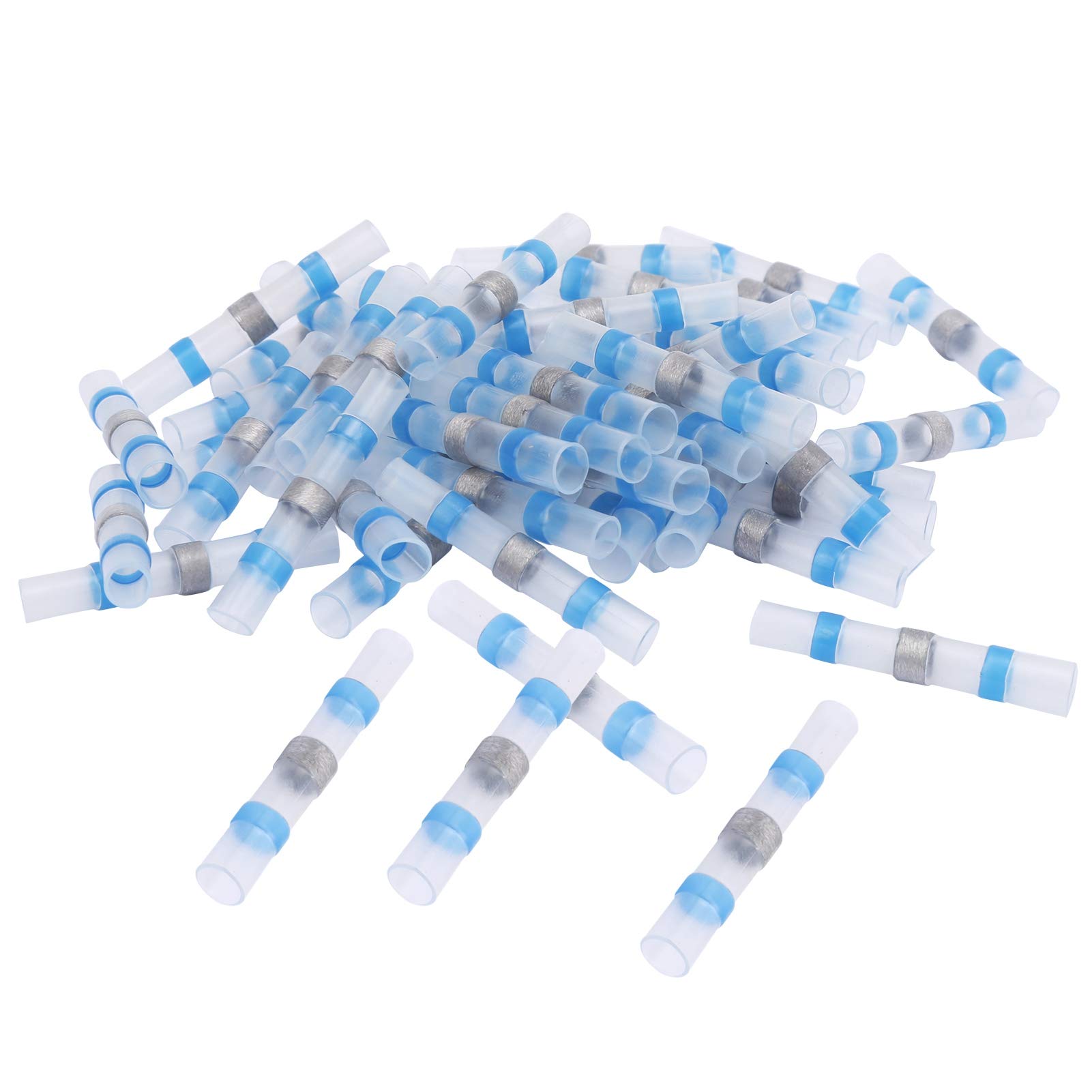 Solder Wire Connectors Waterproof Insulated Electrical Butt 50Pcs Splice Wire Terminals Solder Seal Wire Connector for Insulated Wire Joints for Cars Electrical Connectors,heat shrink tube