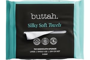 Buttah Skin Disposable Face Towels, 24 Count – Extra Thick, Soft, Large Towels for Sensitive Skin, Travel, and Makeup Removal