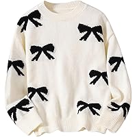 Girls Cable Knit Sweater With Bow - Cute Crewneck Pullover For Toddlers & Kids