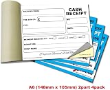 Cherry Printers Carbonless Cash Receipt Book 2pt A6 50 Duplicate Sets 4 Pack NCR view 4