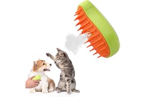 TwelveCheng Steamy pet brush 4-in-1, Cat Steam BrushSelf-Cleaning Grooming Tool, Efficient Massage, Hair Removal, Tangle-Free Care for Cats and Dogs (Green)