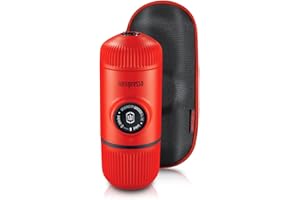 WACACO Nanopresso Portable Espresso Maker Bundled with Protective Case, Mini Travel Coffee Machine, Perfect for Camping, Travel Thanksgiving Christmas Coffee Present (Elements Lava Red)