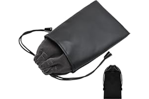 Durable Protective Bag for iFLYTEK Language Translator Device, Large 7x4 inches Drawstring Pouch, Premium Velvet & Leather, Waterproof & Dustproof, Black