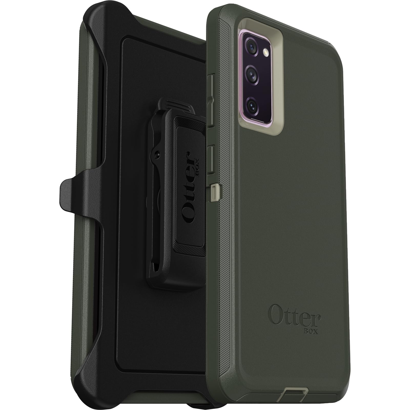 OtterBox Galaxy S20 FE 5G (Only) - Defender Series Case - Lichen The Trek (Green) - Rugged & Durable - with Port Protection - Holster Clip Included - Non-Retail Packaging