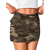 EHSUYAB Women Sexy Multi Color Cargo Denim Mini Skirt,Low Rise Stretchy Bodycon Short Jean Skirts,Club Concert Casual Outfits