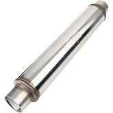 Leadgee 2.5" Inlet/Outlet Exhaust Muffler 2 1/2" Resonator Muffler 3.5" Round 18" Body Length 22" Overall Length Stainless Moderate Sound Universal Exhaust Resonator