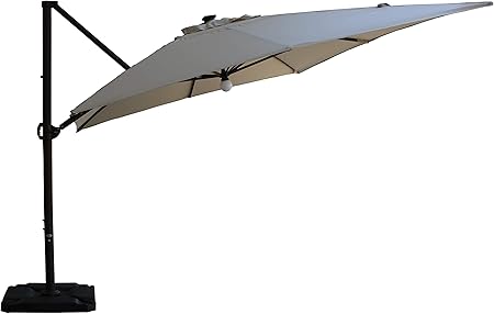 Sorara 10 Ft By 13 Ft Offset Cantilever Umbrella With Led Solar Center Light Beige Base Not Included Amazon Ca Patio Lawn Garden