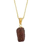 NJCRAFT Raw Gemstone Pendant Necklace for Women |Natural Healing Crystal Rough Pendant 15–25 Carat | 8–14 mm Stone |Gold Plated Chain 16+2 Inch Adjustable | Gift Jewelry