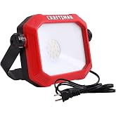 CRAFTSMAN 1100 Lumens 4000K LED Tiltable Portable Work Light in Red with 2-in-1 Adjustable Metal Rotating Stand and Handle, Impact-Resistant Glass Lens, 5FT Power Cord, ETL, Perfect for Job Site