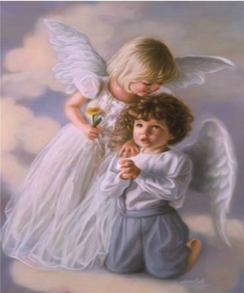 YEESAM ART DIY 5D Diamond Painting Kits Adults - Angels Baby 30x35cm - DIY Crystals Diamond Rhinestone Painting Pasted Paint by Number Kits Cross Stitch Embroidery