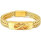 Solid 18K gold men's and women's bracelet, Miami Cuban chain bracelet, Infinity Love Bracelets, Valentine's Day/Birthday/Christmas gift box