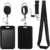 Retractable ID Badge Holder with Breakaway Lanyard,Heavy Duty Badge Reel,Detachable Keychain, Cruise Ship Cards Holder,for Nurse Officer Teacher Security Staff Women Men
