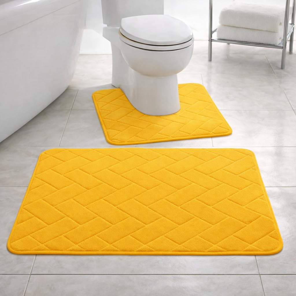 PARADISE STAR Memory Foam Bath Mat Set – Extra Absorbent Non Slip Bathroom Rug & Pedestal Mat, Ultra Soft Quick Dry Shower Mat for Bathroom Floor, Machine Washable Bath Mat Set — image 1