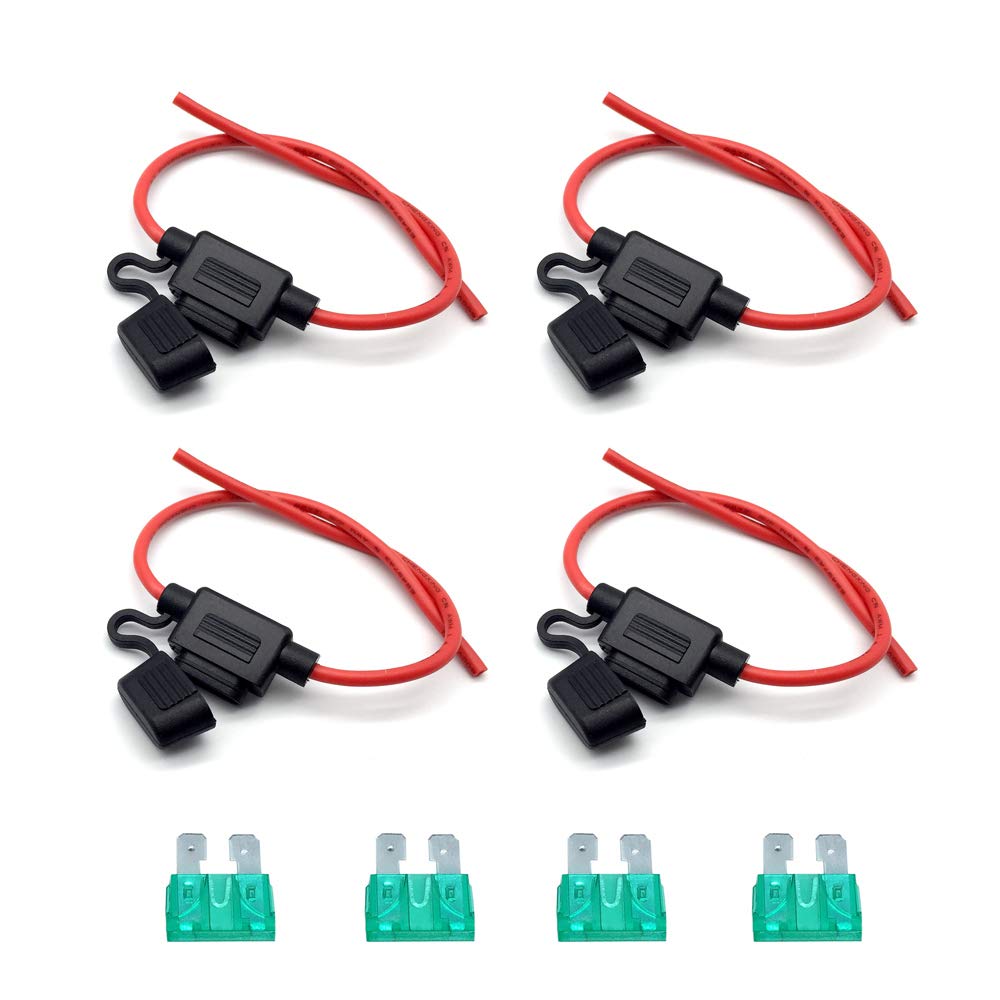 4 Pcs Car Inline Blade Fuse Holder Waterproof 30A Wire Cable with Fully Molded Housing (Fuse is included)