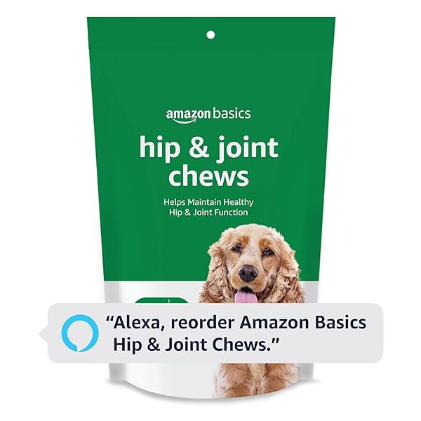 AMAZON BASICS DOG HIP & JOINT DAILY SUPPLEMENT CHEWS WITH GLUCOSAMINE, MSM, AND VITAMIN C, DUCK FLAVORED, 120 COUNT (PREVIOUSLY SOLIMO)