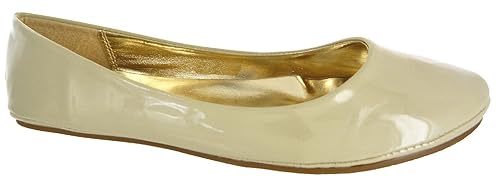 Damen Schwarz Rot Weiß Silber Gold Flach Ballett Ballerina Pumps Puppe Arbeitsschuhe 3-8