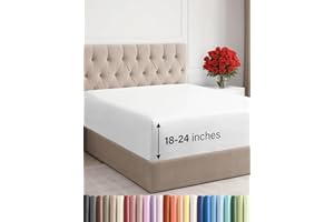 Extra Deep Pocket Fitted Sheet - Single Fitted Sheet Only - Extra Deep Pockets King Size Sheets - Fits 18 In to 24 In Mattres