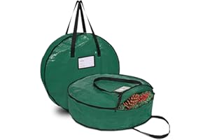 ProPik Christmas Wreath Storage Bag 30" - Garland Holiday Container with Tear Resistant Material - Featuring Heavy Duty Handles and Transparent Card Slot - 2 Pack (30 Inch, Green)