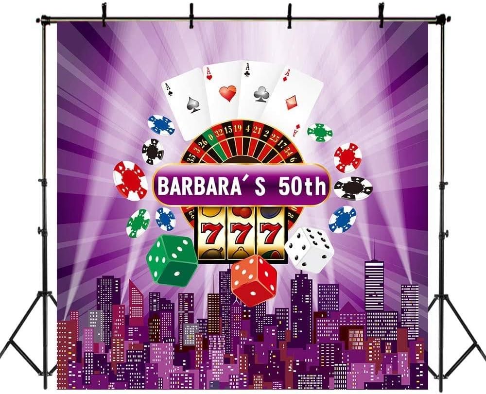 HD Casino Theme Backdrop 8x8ft Custom 30th 40th 70th 60th Las Vegas