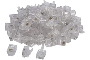 Seefeful 100 Pack RJ11 6P4C Phone Modular Telephone Cord Connector Adapter Crimp (6P4C)