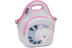 VASCHY Lunch Bag for Girls, Insulated Neoprene Lightweight Lunch Box Bag for Children Boys and Girls School Daycare Kindergarten Cats