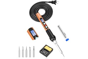 Soldering Iron, Dmyond 100W Soldering Iron Kit with 5PCS Soldering Tips, LCD Digital Adjustable Temperature Soldering Gun Thermostatic Soldering Kit for Home Appliance Repair, DIY - Orange