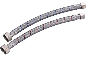 iVIGA Faucet Supply Lines 1/2 inch 3/8,9 inch Length Water Supply Lines for Standard Bathroom,Braided Stainless Steel Flexible Faucet Hose Connector,Faucet Hose for Kitchen Sink Hose Extension 2pcs
