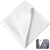 Mulberry White Silk Handkerchief Pocket Square for Men Suit, 14"X14" Luxury Silk Handkerchief, Solid Color Suit Handkerchiefs