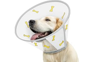 Supet Dog Cone for Dogs After Surgery, Soft Dog Cones for Large Medium Dogs, Comfortable Dog Cone Collar to Stop Licking, Adjustable Pet Recovery Collar for Small Dogs with Soft Protect Edge Bone M