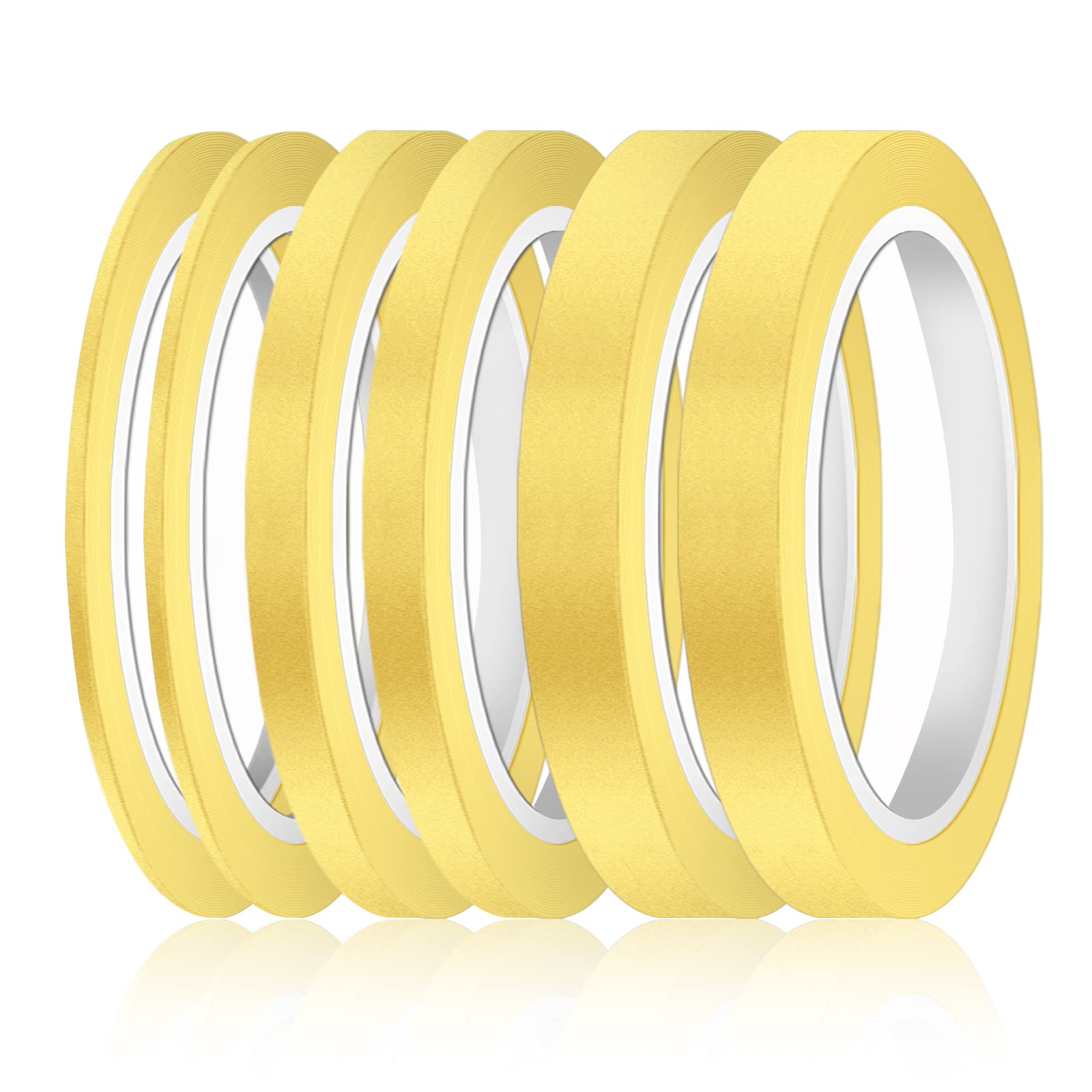 AIEX 6 Rolls Fine Line Tapes, 3/6 / 12 MM Wide Fine line Masking Tape Colored Painters Model Tape Thin for Automotive Car School Office DIY Modelling Projects (Yellow)