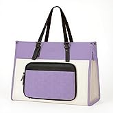 MATEIN Womens Work Bag with Lunch Compartment, 15.6 Inch PU Leather Laptop Handbags with Insulated Pocket, Waterproof Large Office Bag for Work, Purple Lunch Tote Purse for Teacher, Nurse, Gift
