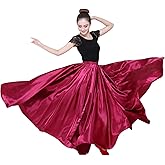 Dance Skirts for Women Satin Full Circle Ankle Length Swing Long Skirt Women Maxi Shiny Skirt for Party Costume Belly Dance
