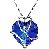 AOBOCO Nurse Gifts for Women 925 Sterling Silver Heart Stethoscope Pendant Necklace with Blue Crystal from Austria Christmas Graduation Jewelry Gifts for Nurses Doctor RN Medical Student
