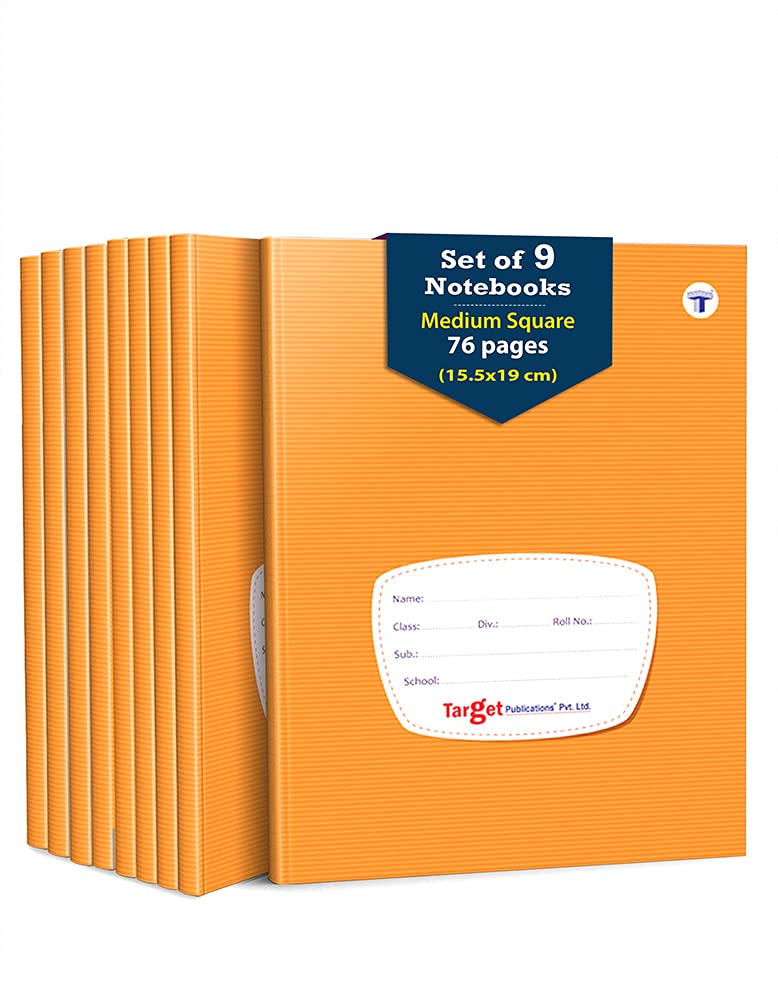 Medium Square Maths Note Books for School Kids | 76 Pages 15.5 x 19 cm Hard Cover with Label | Maths Notebook with Fun Activity | Square Notebooks Set of 9 Medium Square Maths Note Books for School Kids | 76 Pages 15.5 x 19 cm Hard Cover with Label | Maths Notebook with Fun Activity | Square Notebooks Set of 9