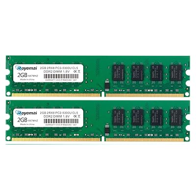 ROYEMAI 4GB DDR2 RAM Kit PC2-5300, 2x2GB, 667MHz, Egypt