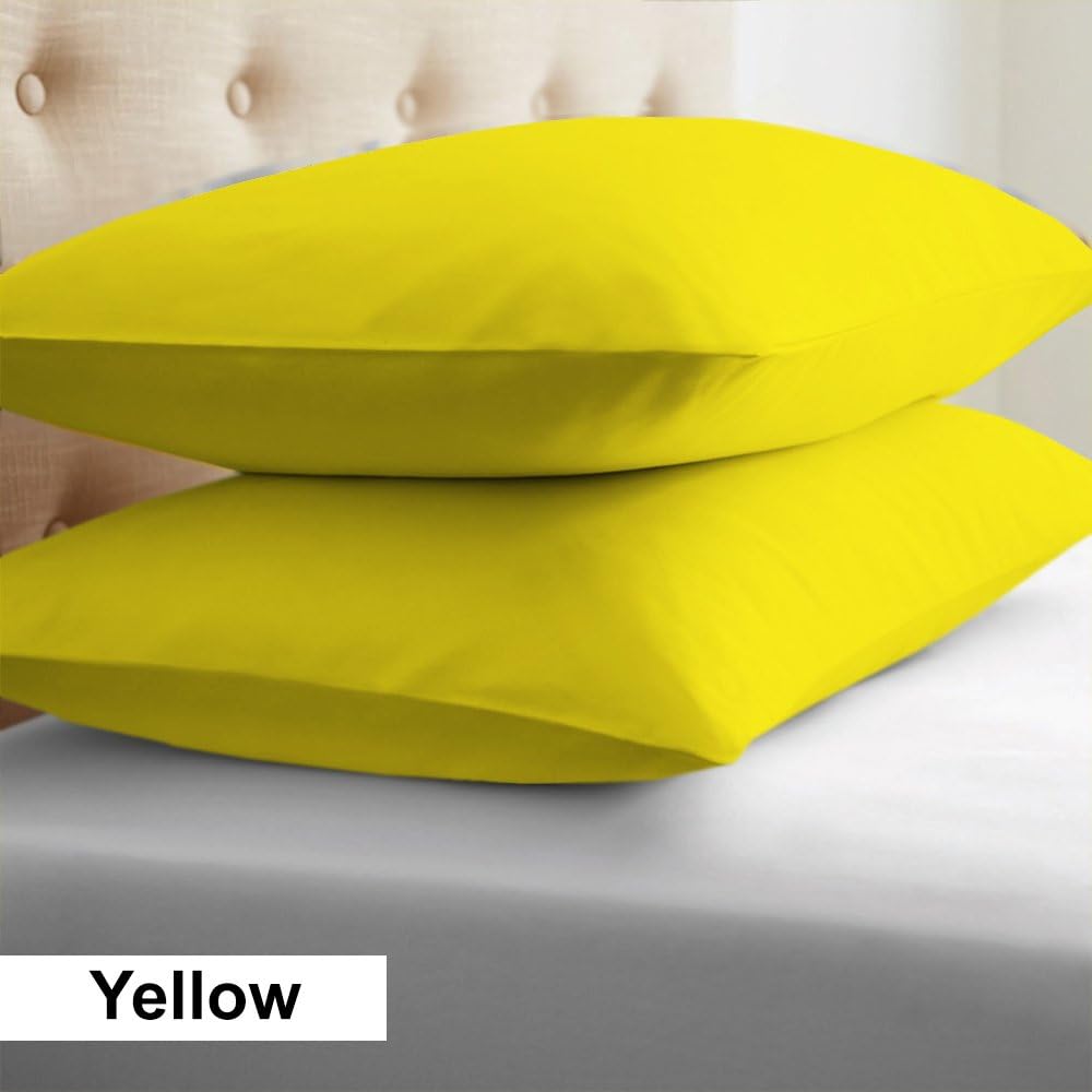 MISR 100% Egyptian COTTON Standard 300TC Best Quality 2PCs single Color Pillowcase Pair Solid Yellow Solid
