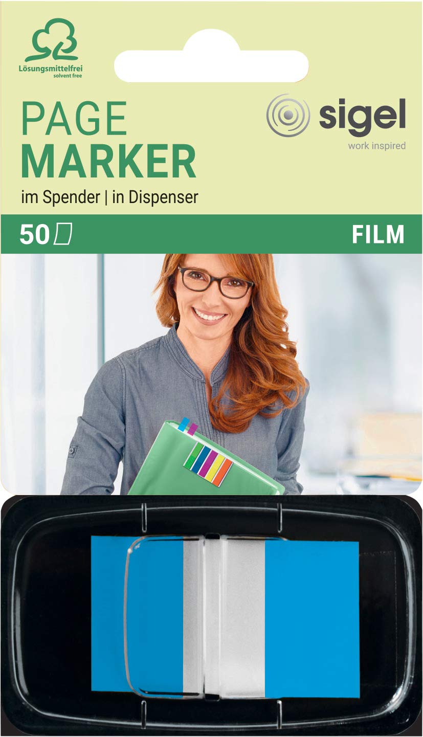 SIGEL HN492 Index Page Marker, Film, strip-size:25x43 mm, 50 strips, Blue