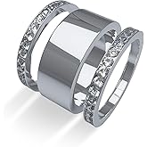 IHOKIT Pack Silver Stacking Rings for Women Non Tarnish,18K White Gold Plated Cubic Zirconia Ring,Jewelry Gift for Women