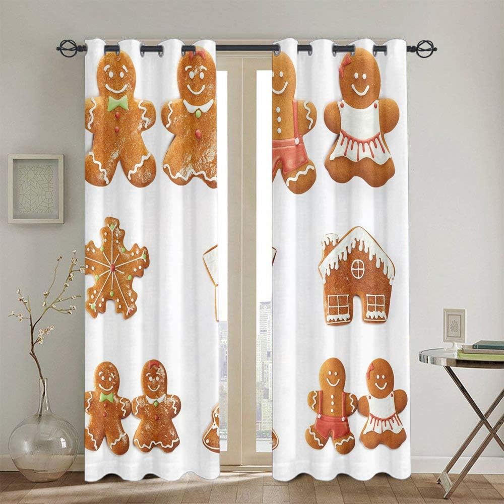 Gingerbread Man Fabric Window Curtains Christmas Decoration Vivid Cute