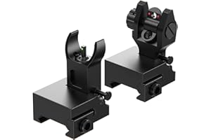 RAYTICE Flip Up Iron Sight Fiber Optic Front and Rear Backup Sight Green/Red High Transmittance Dot for Picatinny Rail