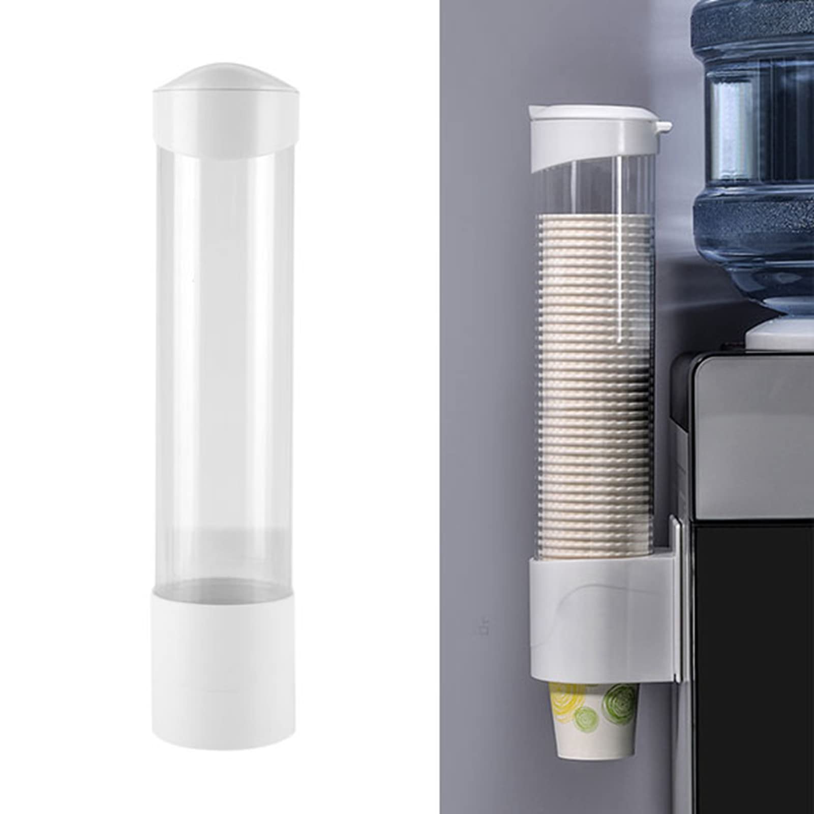 GAESHOW Wall-Mounted Cup Dispenser, Paper Cup Dispenser Transparent Dust-Proof, Plastic Water Cup Holder for Water Cooler Offices, Homes, Restaurants