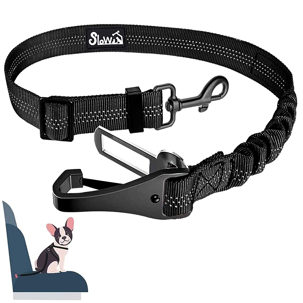 Eyein Dog Seat Belts for Cars UK, 2 in 1 Attachment Dog Car Harnesses Belt, Hook Latch Bar & Buckle with Anti Shock Elastic Nylon Bungee Buffer, Adjustable Reflective Duty Pet Safety Belts for Vehicle