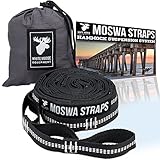 Moswa Hammock Straps - 20 Feet Combined - 28 Loops, Lightweight No Stretch Polyester - 1500 LBS Strength - Extra Strong - Safest Suspension System - Fast & Easy Setup - ENO, Python, NHO Compatible