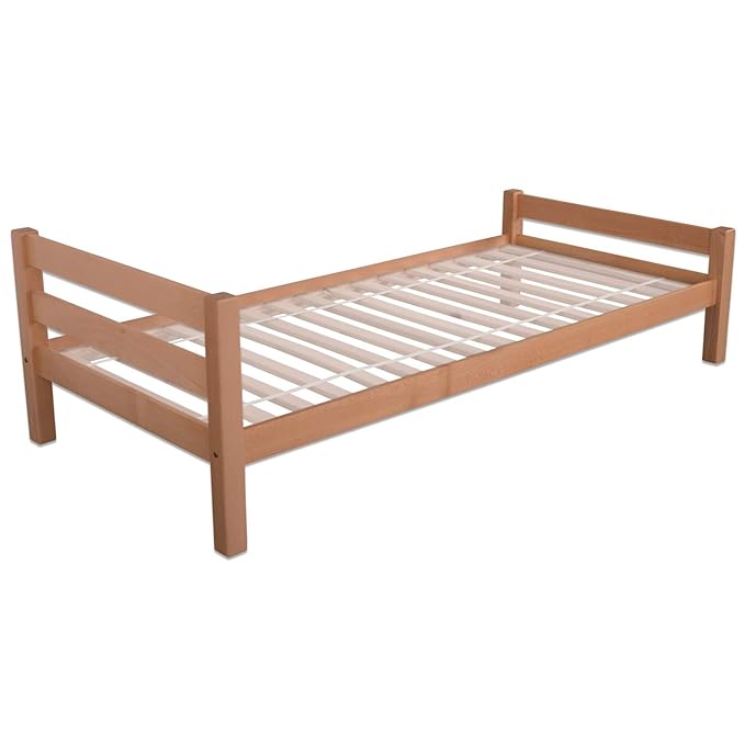 Betten-ABC Bubema Bambi Einzelbett, 90 x 200 cm, Buche massiv, Natur geölt, oder weiß (ohne Rost) Farbe Buche, Natur geölt