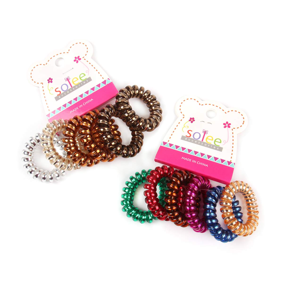 12pcs Multi Riah Fashion Telephone Cord Coiled Elastic Infinity
