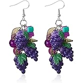 Lemon Strawberry Grape Earrings for Women 3D Lemon Earrings Fruit Earring Dangle Halloween Lemons Costume Outfits Lemons Accessories Jewelry Gifts