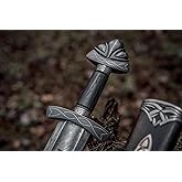 Wazir Crafts 37" Handmade Damascus Steel Real Viking Style Sword | Full Tang Blade with Wooden Handle and Scabbard | Collectible Medieval Replica|Gift for him (WCS-04)